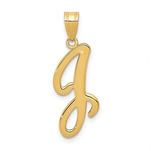 14k Yellow Gold, Mimi Collection, Small Script Initial J Pendant